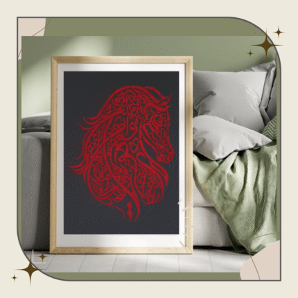 تابلو دکوراتیو آیه وان یکاد با طرح اسب