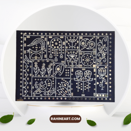 تابلو دکوراتیو آیینه کاری (لیپان) زمینه سورمه ای