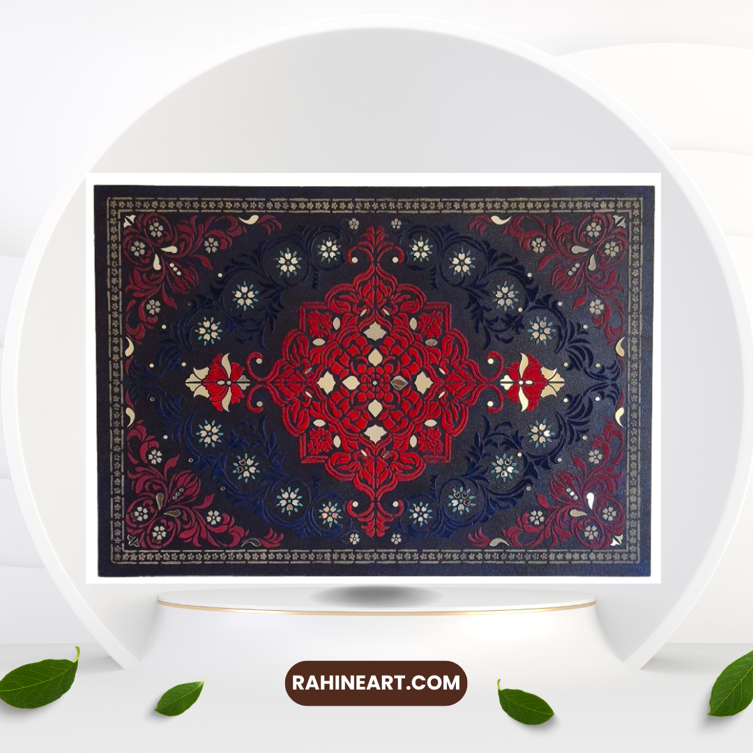 تابلو دکوراتیو طرح فرش ایرانی با پودر مخمل - تصویر 1